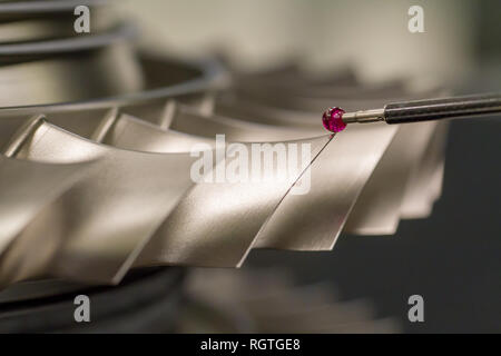 inspect dimension metal parts by CMM after machining process in industrial factory