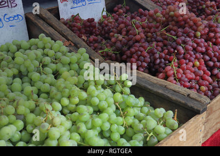 Fresh grapes for sale at open market Stock Photo