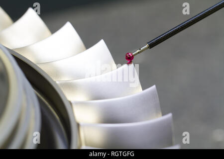 inspect dimension metal parts by CMM after machining process in industrial factory