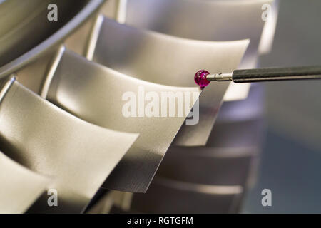 inspect dimension metal parts by CMM after machining process in industrial factory