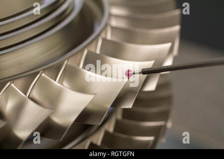 inspect dimension metal parts by CMM after machining process in industrial factory