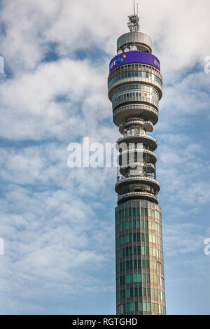 BT Tower, BT telecom tower, seen from london street, Stock Photo