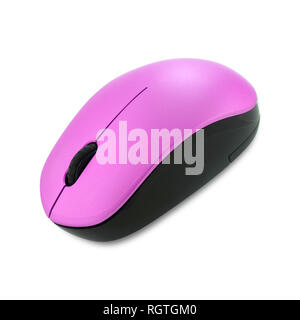 A pink scolling wireless computer mouse on a white background with clipping path Stock Photo