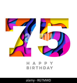 Number 1 Happy Birthday colorful paper cut out design Stock Photo
