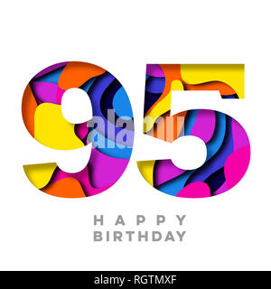 Number 1 Happy Birthday colorful paper cut out design Stock Photo - Alamy