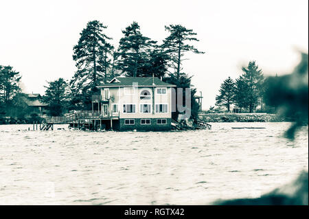 Tourist Cabin On Small Tidal Island In Sitka Alaska Usa