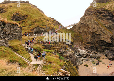 Way to Tintagel Castle in Cornwall Stock Photo