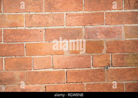 Brick wall, orange bricks in an old brick wall nothing but bricks outside on a sunny day in England UK Stock Photo