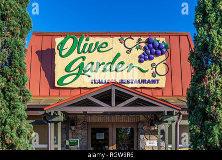 Exterior Of Olive Garden Italian Restaurant On A Blue Sky Sunny