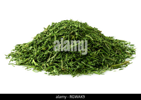 A pile of dried chopped dill isolated on white. Stock Photo
