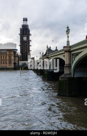 The Big Ben clock tower under repair and maintenance Stock Photo