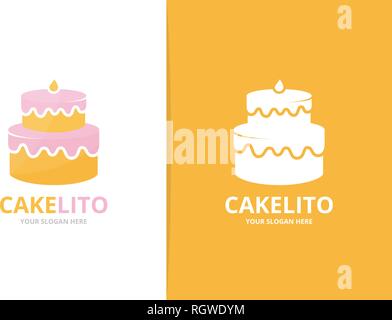 Vector cake logo combination. Pie symbol or icon. Unique cupcake logotype design template. Stock Vector