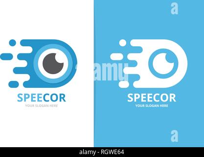 Vector fast eye logo combination. Speed optic symbol or icon. Unique vision and quick logotype design template. Stock Vector