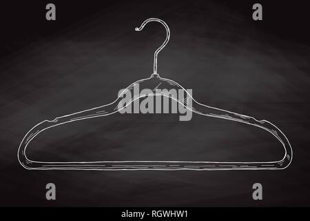 Sketch clothes hangers on chalk board. Vector Stock Vector