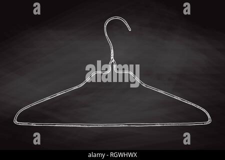 Sketch clothes hangers on chalk board. Vector Stock Vector
