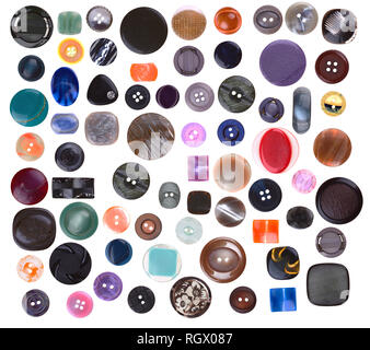 Collection of various sewing button isolated on white background Stock Photo