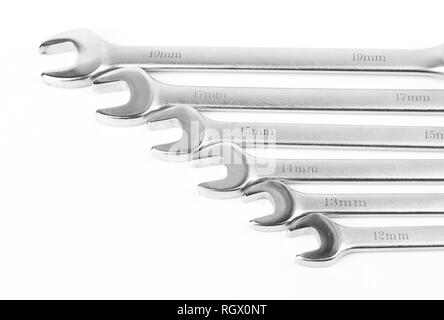 A set of spanners over white background Stock Photo