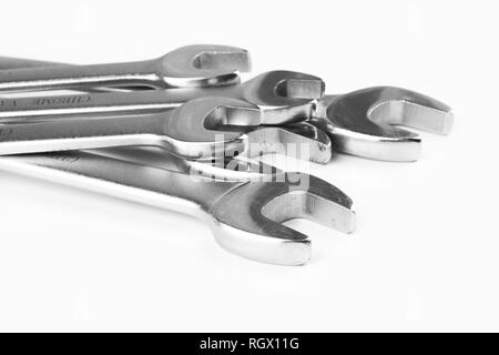 A set of spanners over white background Stock Photo