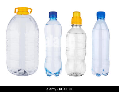 Collection of water bottles isolated on white background Stock Photo