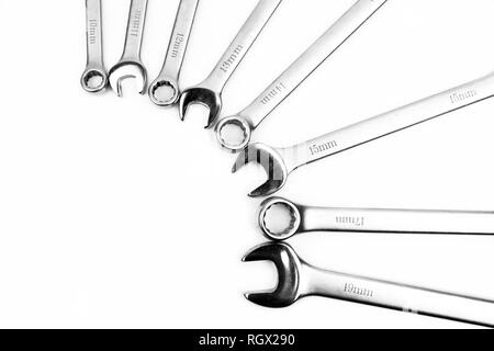 A set of spanners over white background Stock Photo