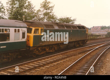 Class 47 47233 departs from Durham with the 0725 Newcastle - Blackpool Provincial Sector service. Stock Photo