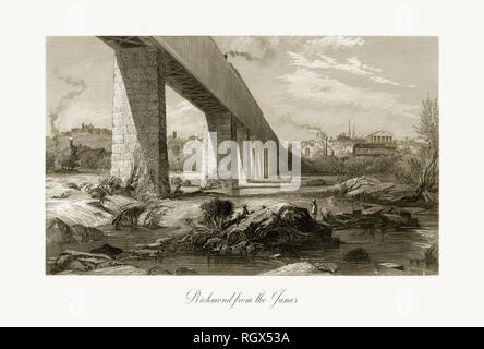 Richmond, Virginia, from the James River, United States, American Victorian Engraving, 1872 Stock Photo