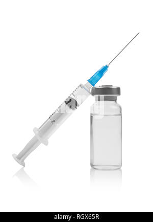 medical ampoule and syringe isolated on white background Stock Photo