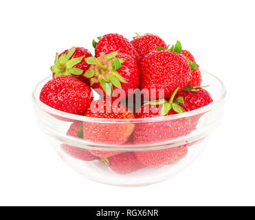 Fresh strawberries in bowl isolated on white background Stock Photo