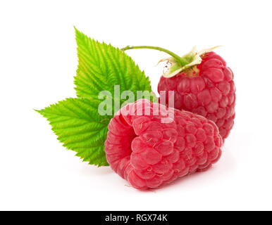 Raspberry fruit closeup isolated on white background Stock Photo