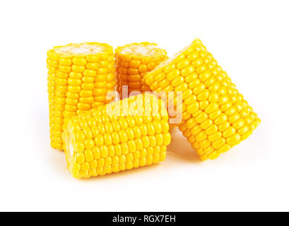 Boiled fresh corn vegetable isolated on white background Stock Photo