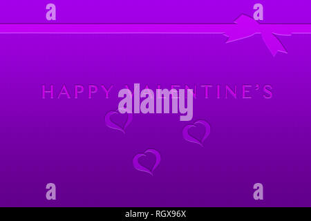 Purple Valentine's Day card with pressed in text and symbols Stock Photo