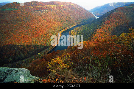 New River Gorge from Grandview National Park,West Virginia Stock Photo