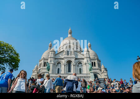 France, MAY 7: Afternoon exterior view of the Basilica of the Sacred Heart of Paris on MAY 7, 2018 at Paris, France