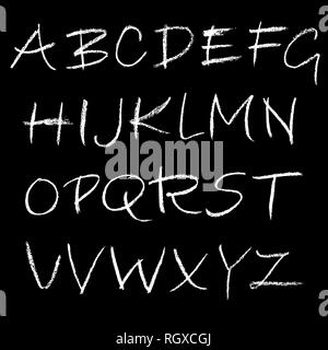 Chalk textured font. Grunge script on chalkboard. Vector calligraphy ...