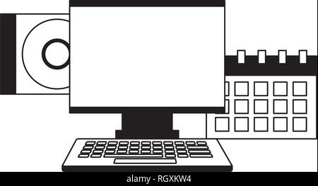 computer monitor calendar compact disk Stock Vector