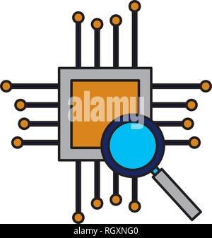 motherboard circuit magnifying glass hardware Stock Vector Image & Art ...