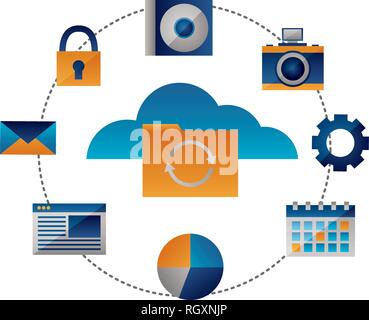 cloud computing folder reload items Stock Vector