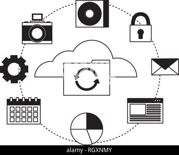 cloud computing folder reload items Stock Vector