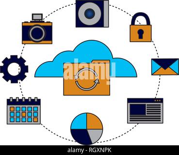 cloud computing folder reload items Stock Vector