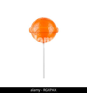 Lollipop mandarin isolated on white background. Creative candy idea Stock Photo