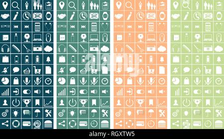 Vector set flat web icons on following themes - SEO and development, creative process, business and finance, office and business, security and protect Stock Vector