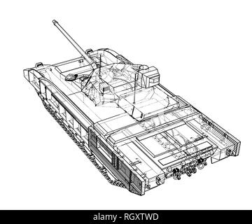 Blueprint of realistic tank Stock Vector