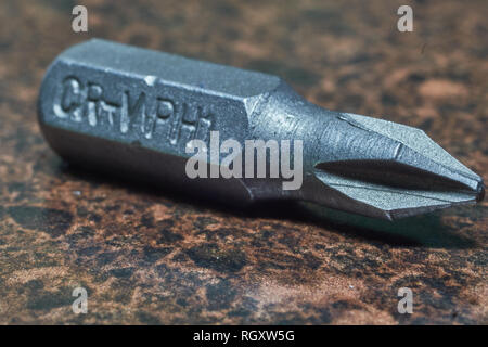 Macro of Size 1 Phillips Driver Bit Stock Photo