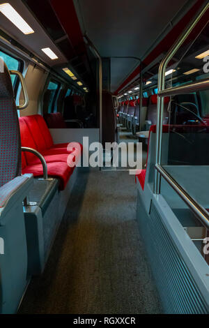 First Class in a Train in Switzerland. Stock Photo