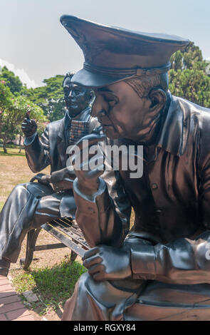 Statue at Fort Santiago, Philippines, of Philippine President Manuel Quezon, left, with U.S.General Douglas MacArthur during Second World War. Stock Photo