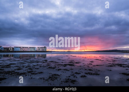 Killyleagh pink sunrise Stock Photo