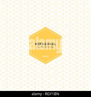 Abstract yellow hexagons pattern on white background. 3D geometric border and lines. Vector illustration Stock Vector