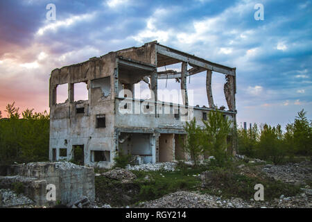 A destroyd building nice sky scen Stock Photo