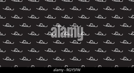 Vector Hand drawn doodle heart line repeat seamless pattern. Pencil scribble sketch pattern . White lines on black background. Stock Vector