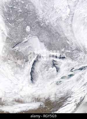 January 27, 2019, Polar Vortex frozen, Great Lakes, USA Stock Photo